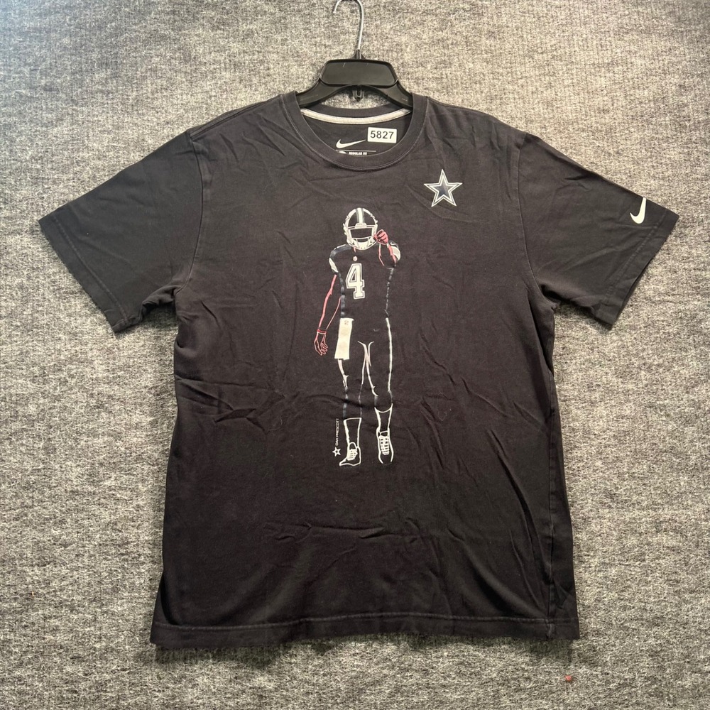 Nike Dallas Cowboys Dak Prescott Shirt Mens Large Black Graphic Tee NFL